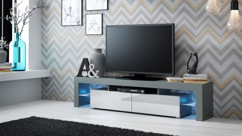 Szafka RTV SOLO 200x45x36 szary/biały połysk Szafka RTV SOLO 200x45x36 szary/biały połysk