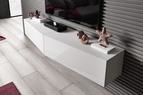 Szafka RTV VIGO SLANT 180cm (2x90) biały/biały poł Szafka RTV VIGO SLANT 180cm (2x90) biały/biały poł