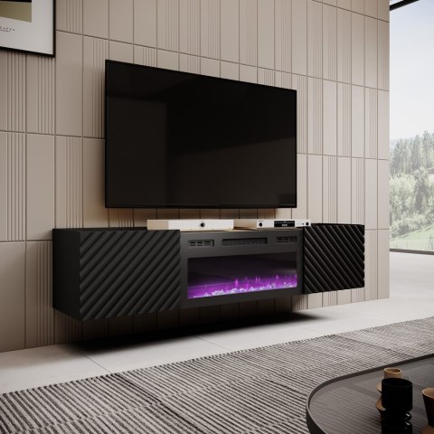 Szafka RTV z kominkiem elektrycznym ONDA 180x40x39-58 czarny (stojąca lub wisząca) Szafka RTV z kominkiem elektrycznym ONDA 180x40x39-58 czarny (stojąca lub wisząca)