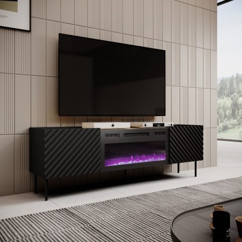 Szafka RTV z kominkiem elektrycznym ONDA 180x40x39-58 czarny (stojąca lub wisząca) Szafka RTV z kominkiem elektrycznym ONDA 180x40x39-58 czarny (stojąca lub wisząca)