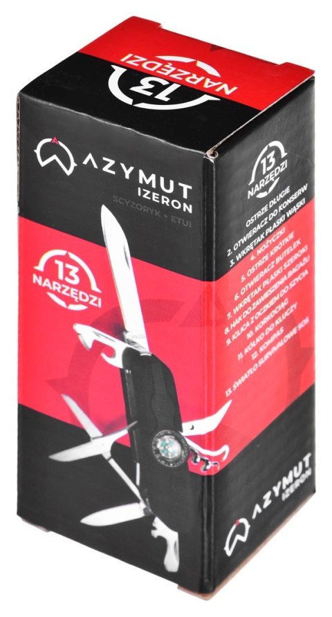 Scyzoryk AZYMUT Izeron - 13 narzędzi + kabura, 90 mm czarny (HK20017-8BL) Scyzoryk AZYMUT Izeron - 13 narzędzi + kabura, 90 mm czarny (HK20017-8BL)
