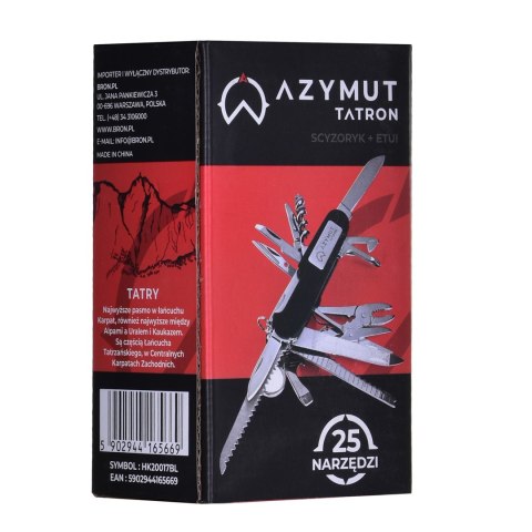 Scyzoryk AZYMUT Tatron - 25 narzędzi + kabura, 90mm czarny ( HK20017BL ) Scyzoryk AZYMUT Tatron - 25 narzędzi + kabura, 90mm czarny ( HK20017BL )