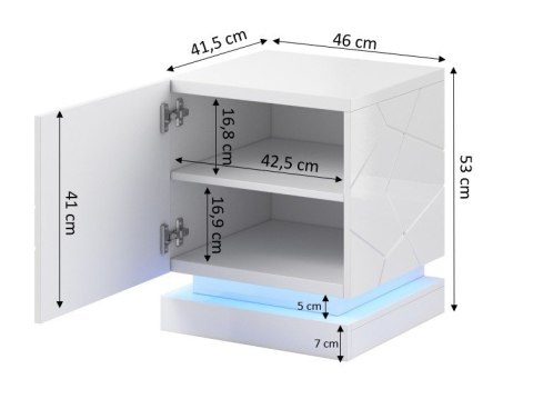 Szafka nocna QIU 2szt. 46x41,5xH53 biały połysk/biały połysk Szafka nocna QIU 2szt. 46x41,5xH53 biały połysk/biały połysk