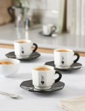 Bialetti zestaw 4 filiżanek+podstawka biało-czarny