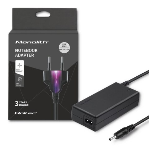 Zasilacz Qoltec 51508.45W do notebooka Asus (19 V; 2,37 A; 45W; 3 mm x 1 mm) Zasilacz Qoltec 51508.45W do notebooka Asus (19 V; 2,37 A; 45W; 3 mm x 1 mm)