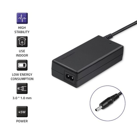 Zasilacz Qoltec 51508.45W do notebooka Asus (19 V; 2,37 A; 45W; 3 mm x 1 mm) Zasilacz Qoltec 51508.45W do notebooka Asus (19 V; 2,37 A; 45W; 3 mm x 1 mm)
