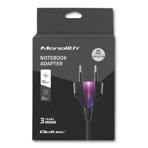 Zasilacz Qoltec 51508.45W do notebooka Asus (19 V; 2,37 A; 45W; 3 mm x 1 mm) Zasilacz Qoltec 51508.45W do notebooka Asus (19 V; 2,37 A; 45W; 3 mm x 1 mm)