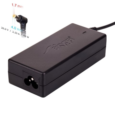 Zasilacz sieciowy Akyga AK-ND-50 do notebooka IBM, Lenovo (20 V; 2,25 A; 45W; 4 mm x 1.7 mm) Zasilacz sieciowy Akyga AK-ND-50 do notebooka IBM, Lenovo (20 V; 2,25 A; 45W; 4 mm x 1.7 mm)