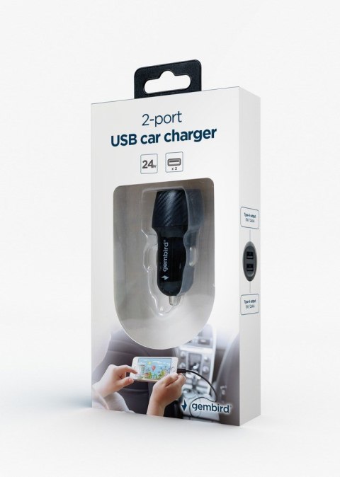 GEMBIRD SAMOCHODOWA ŁADOWARKA 2X USB 4.8A, CZARNA GEMBIRD SAMOCHODOWA ŁADOWARKA 2X USB 4.8A, CZARNA