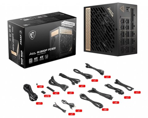 Zasilacz MSI MEG Ai1300P PCIE5 1300W 80+ Platinum Zasilacz MSI MEG Ai1300P PCIE5 1300W 80+ Platinum