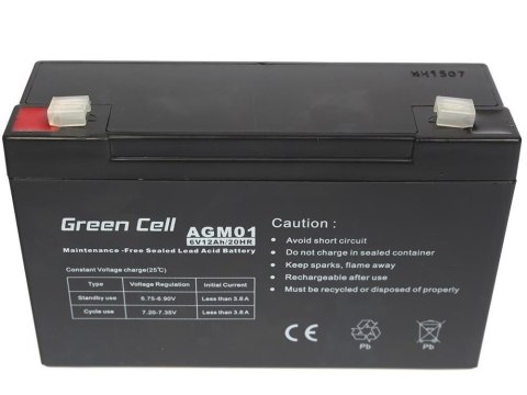 GREEN CELL AKUMULATOR ŻELOWY AGM01 6V 12AH GREEN CELL AKUMULATOR ŻELOWY AGM01 6V 12AH