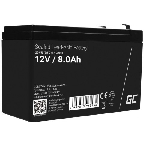 GREEN CELL AKUMULATOR ŻELOWY AGM46 12V 8AH GREEN CELL AKUMULATOR ŻELOWY AGM46 12V 8AH