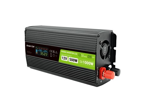 GREEN CELL PRZETWORNICA LCD 12V/230V 500W/1000W CZYSTY SINUS INVGC12P500LCD GREEN CELL PRZETWORNICA LCD 12V/230V 500W/1000W CZYSTY SINUS INVGC12P500LCD