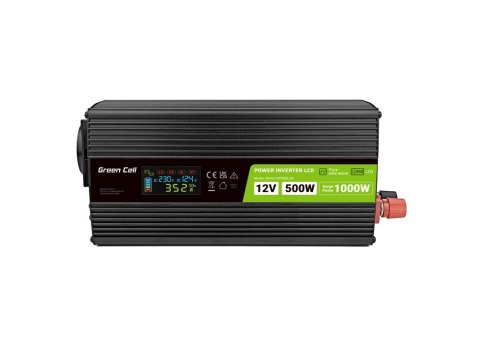 GREEN CELL PRZETWORNICA LCD 12V/230V 500W/1000W CZYSTY SINUS INVGC12P500LCD GREEN CELL PRZETWORNICA LCD 12V/230V 500W/1000W CZYSTY SINUS INVGC12P500LCD