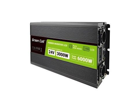 GREEN CELL PRZETWORNICA LCD 24V/230V 3000W/6000W CZYSTY SINUS INVGC24P3000LCD GREEN CELL PRZETWORNICA LCD 24V/230V 3000W/6000W CZYSTY SINUS INVGC24P3000LCD