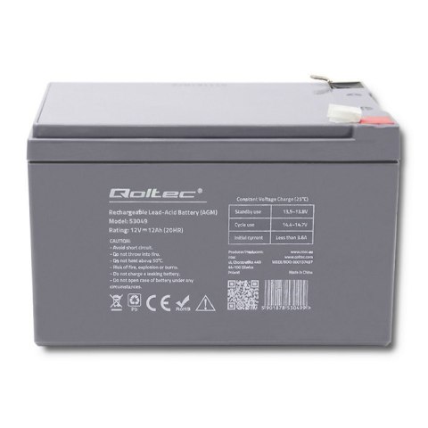 QOLTEC AKUMULATOR AGM | 12V | 12AH QOLTEC AKUMULATOR AGM | 12V | 12AH