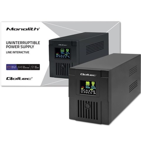 QOLTEC ZASILACZ AWARYJNY UPS LINE INTERACTIVE | MONOLITH | 1500VA | 900W | LCD | USB QOLTEC ZASILACZ AWARYJNY UPS LINE INTERACTIVE | MONOLITH | 1500VA | 900W | LCD | USB