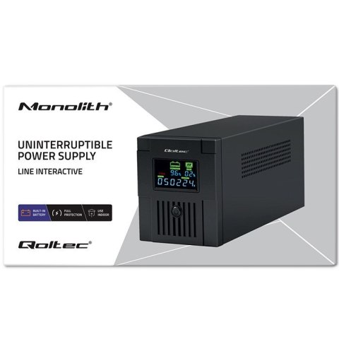 QOLTEC ZASILACZ AWARYJNY UPS LINE INTERACTIVE | MONOLITH | 1500VA | 900W | LCD | USB QOLTEC ZASILACZ AWARYJNY UPS LINE INTERACTIVE | MONOLITH | 1500VA | 900W | LCD | USB
