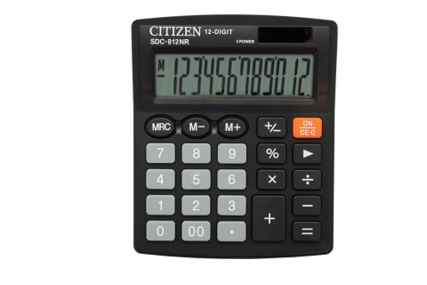 CITIZEN KALKULATOR BIUROWY SDC-812NR, 12-CYFROWY, 127X105MM, CZARNY CITIZEN KALKULATOR BIUROWY SDC-812NR, 12-CYFROWY, 127X105MM, CZARNY