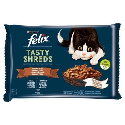 FELIX Tasty Shreds z kaczką i indykiem - mokra karma dla kota - 4x 80g FELIX Tasty Shreds z kaczką i indykiem - mokra karma dla kota - 4x 80g