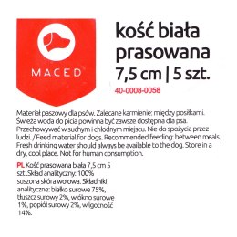 MACED Kość prasowana biała 7,5 cm - 5 szt.