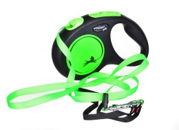 Smycz flexi automatyczna New Neon S taśma 5 m - dla psa do 15 kg, kolor zielony