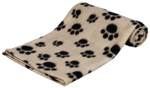 TRIXIE Koc polarowy dla małych psów i kotów 100x70cm kolor: beżowy w czarne łapki 37191 TRIXIE Koc polarowy dla małych psów i kotów 100x70cm kolor: beżowy w czarne łapki 37191