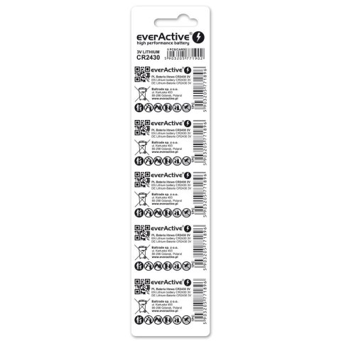 EVERACTIVE BATERIE LITOWE CR2430 BLISTER 5 SZT. CR24305BL EVERACTIVE BATERIE LITOWE CR2430 BLISTER 5 SZT. CR24305BL