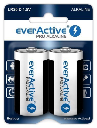 Zestaw baterii alkaliczne everActive EVLR20-PRO (x 2) Zestaw baterii alkaliczne everActive EVLR20-PRO (x 2)