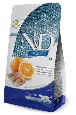 FARMINA N&D Ocean Herring & Orange Adult - sucha karma dla kota - 1,5 kg