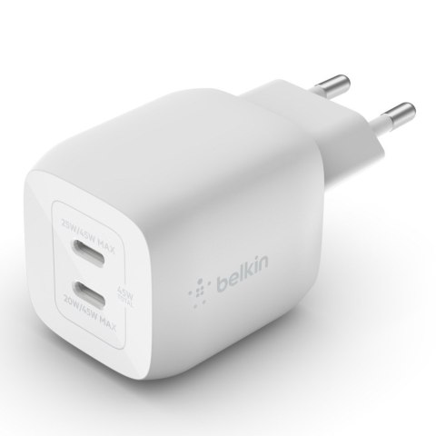 BELKIN WALL CHARGER 45W DUAL USB-C GAN PPS WHITE BELKIN WALL CHARGER 45W DUAL USB-C GAN PPS WHITE
