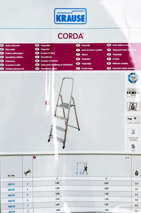 CORDA Drabina domowa aluminiowa 4 stopnie 000705 KRAUSE CORDA Drabina domowa aluminiowa 4 stopnie 000705 KRAUSE