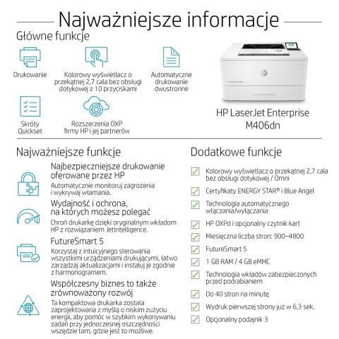 DRUKARKA HP LASER LASERJET M406Dn DRUKARKA HP LASER LASERJET M406Dn