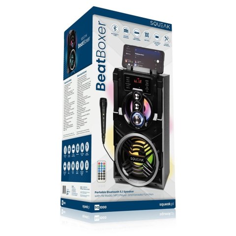 SQUEAK BEATBOXER BLUETOOTH 5.1 SPEAKER - GŁOŚNIK BLUETOOTH Z KARAOKE, RADIO FM, MICROSD, AUX I USB SQ1000 SQUEAK BEATBOXER BLUETOOTH 5.1 SPEAKER - GŁOŚNIK BLUETOOTH Z KARAOKE, RADIO FM, MICROSD, AUX I USB SQ1000