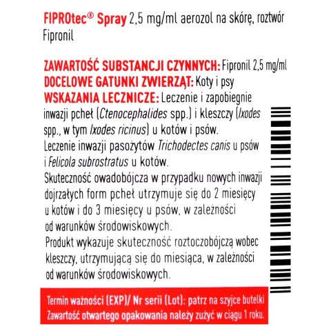 Beaphar FIPROtec Sprej dla zwierząt 2,5mg Beaphar FIPROtec Sprej dla zwierząt 2,5mg