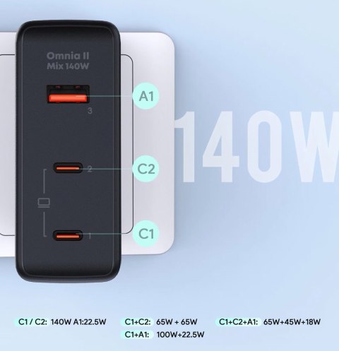 AUEKY PA-B7O ŁADOWARKA SIECIOWA GAN USB-C 140W PD AUEKY PA-B7O ŁADOWARKA SIECIOWA GAN USB-C 140W PD