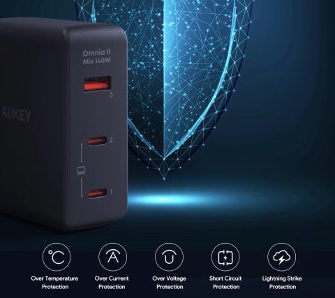 AUEKY PA-B7O ŁADOWARKA SIECIOWA GAN USB-C 140W PD AUEKY PA-B7O ŁADOWARKA SIECIOWA GAN USB-C 140W PD