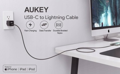 AUKEY CB-CL03 NYLONOWY KABEL USB C-LIGHTNING 2M PD AUKEY CB-CL03 NYLONOWY KABEL USB C-LIGHTNING 2M PD