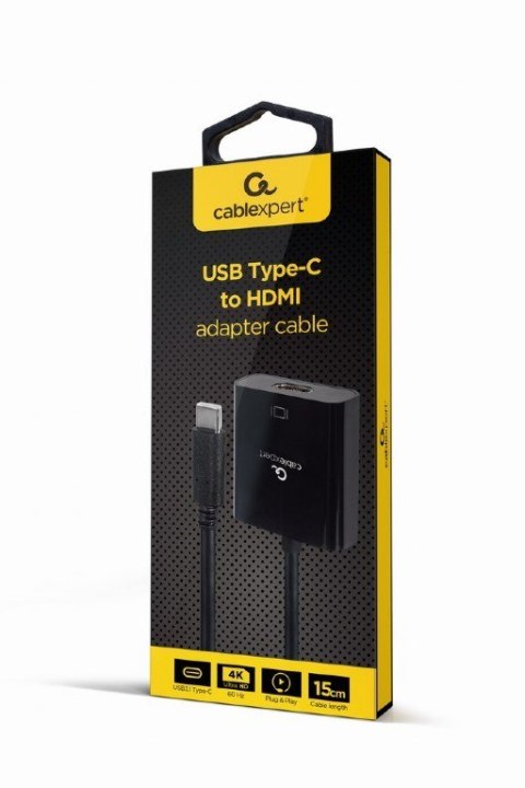 GEMBIRD ADAPTER NA KABLU USB TYP-C DO HDMI 4K 60HZ, 15CM, CZARNY GEMBIRD ADAPTER NA KABLU USB TYP-C DO HDMI 4K 60HZ, 15CM, CZARNY