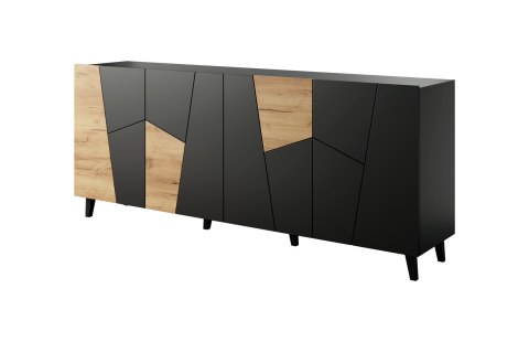 Komoda ETNA 200x42x82 czarny mat + dąb craft Komoda ETNA 200x42x82 czarny mat + dąb craft
