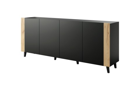 Komoda FARO 200x42x82 czarny mat + dąb craft Komoda FARO 200x42x82 czarny mat + dąb craft