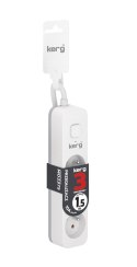 KERG PRZEDŁUŻACZ KERG M02375 Z WYŁĄCZNIKIEM-3 GNIAZDA-BIAŁO-SZARY-1,5M-10A-H05VV-F-3X1,0MM2 M02375