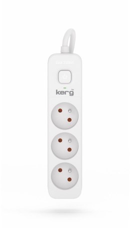 KERG PRZEDŁUŻACZ KERG M02375 Z WYŁĄCZNIKIEM-3 GNIAZDA-BIAŁO-SZARY-1,5M-10A-H05VV-F-3X1,0MM2 M02375