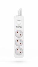 KERG PRZEDŁUŻACZ KERG M02380 Z WYŁĄCZNIKIEM-3 GNIAZDA-BIAŁO-SZARY-3.0M-16A-H05VV-F-3X1,5MM2 M02380