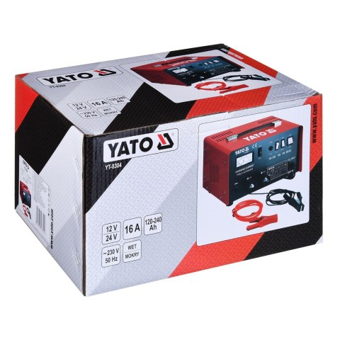 YATO PROSTOWNIK ZE WSPOMAGANIEM ROZRUCHU 16A 12V / 24V 120 - 240Ah YATO PROSTOWNIK ZE WSPOMAGANIEM ROZRUCHU 16A 12V / 24V 120 - 240Ah