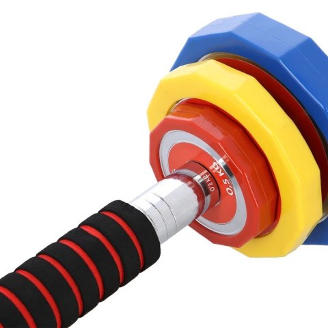 Kolorowe sztangielki HMS SKC20 z funkcją sztangi 2x10kg w walizce Kolorowe sztangielki HMS SKC20 z funkcją sztangi 2x10kg w walizce