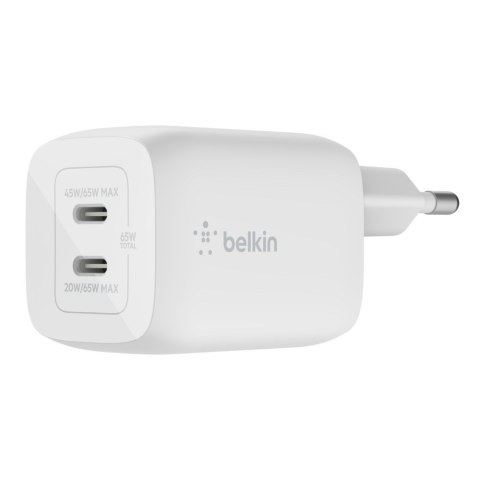 BELKIN WALL CHARGER 65W DUAL USB-C GAN PPS WHITE BELKIN WALL CHARGER 65W DUAL USB-C GAN PPS WHITE