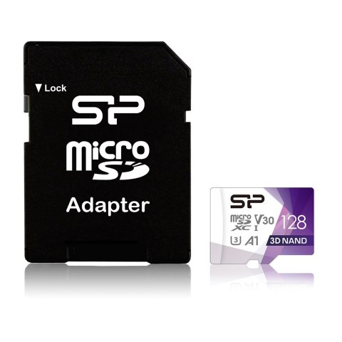Karta pamięci Silicon Power microSDXC Superior Pro 128GB V30 UHS-1 U3 A1 + ADAPTER microSD-SD Karta pamięci Silicon Power microSDXC Superior Pro 128GB V30 UHS-1 U3 A1 + ADAPTER microSD-SD