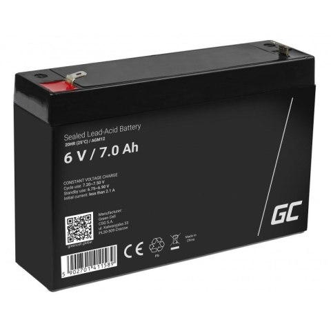 GREEN CELL AKUMULATOR ŻELOWY AGM12 6V 7AH GREEN CELL AKUMULATOR ŻELOWY AGM12 6V 7AH