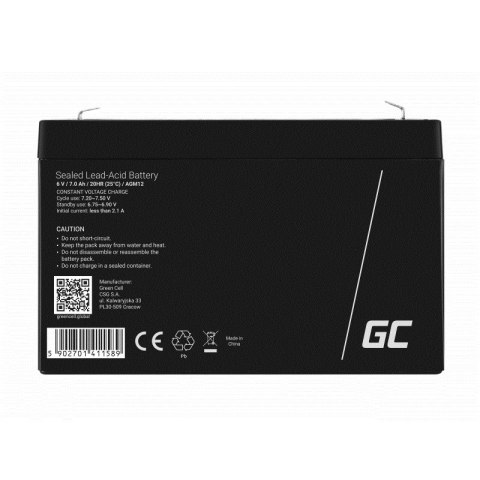 GREEN CELL AKUMULATOR ŻELOWY AGM12 6V 7AH GREEN CELL AKUMULATOR ŻELOWY AGM12 6V 7AH